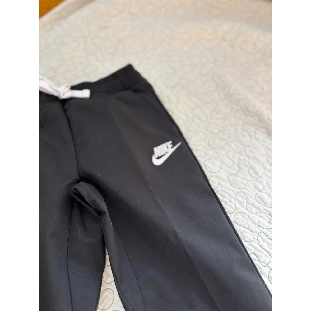 Nike Kids Black Pants White‎ Logo Drawstring Boys Size Small NWOT